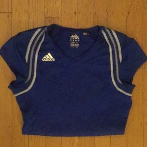 Blue adidas spandex shirt