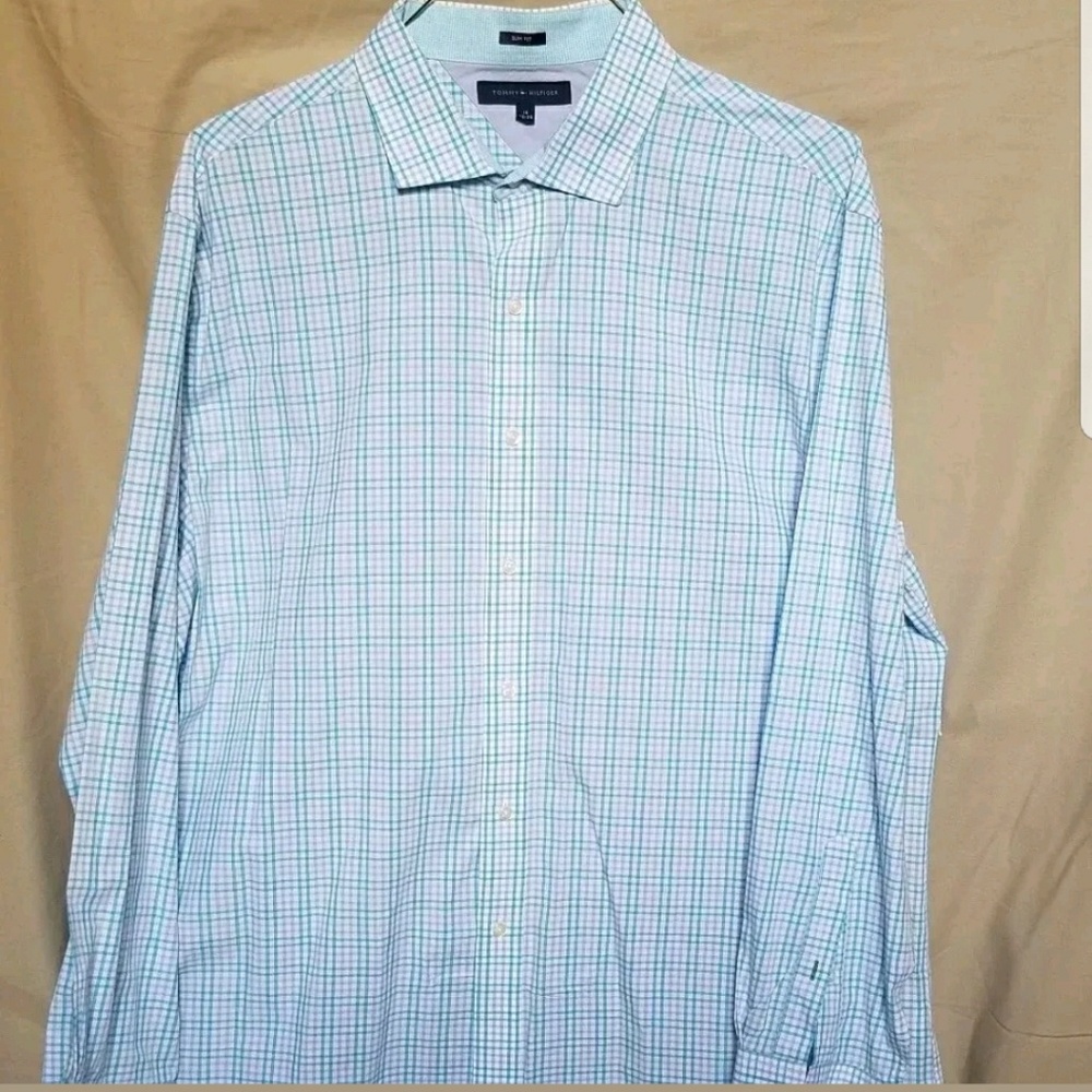 Tommy Hilfiger Blue Plaid Men's Dress Shirt