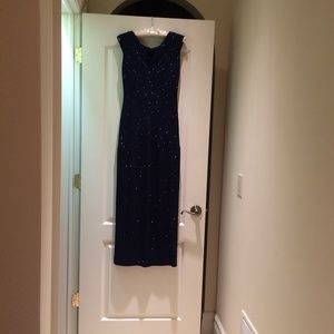 Alex Evenings Navy Glittery Petite Gown