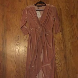 Blush pink velvet cocktail dress