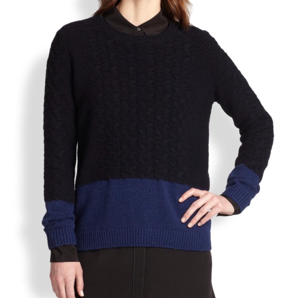 Vince color Block sweater blue size medium alpaca
