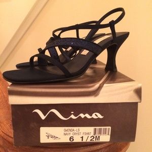 Nina Gwenda Navy Crystal Fashion Sandal
