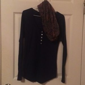 Blue shirt with Scarf