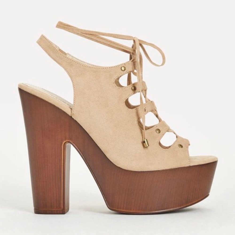 Beautiful color sand lace up heels