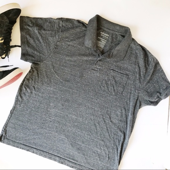 Old Navy Dark Heather Gray Pocket Polo - Picture 2 of 3