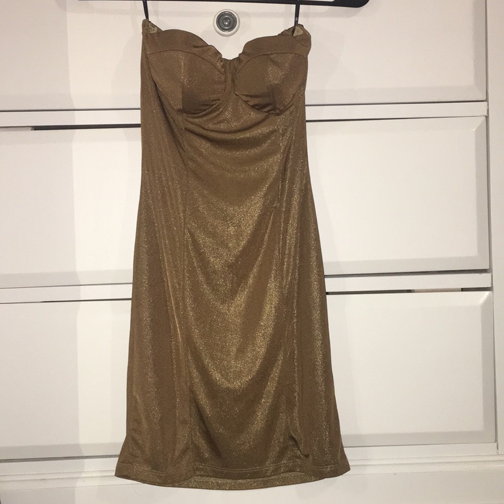 Strapless sparkly gold dress FOREVER 21