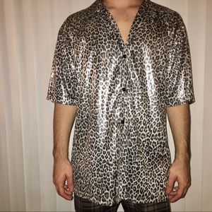 DISCO 70's silver shiny Leopard print shirt