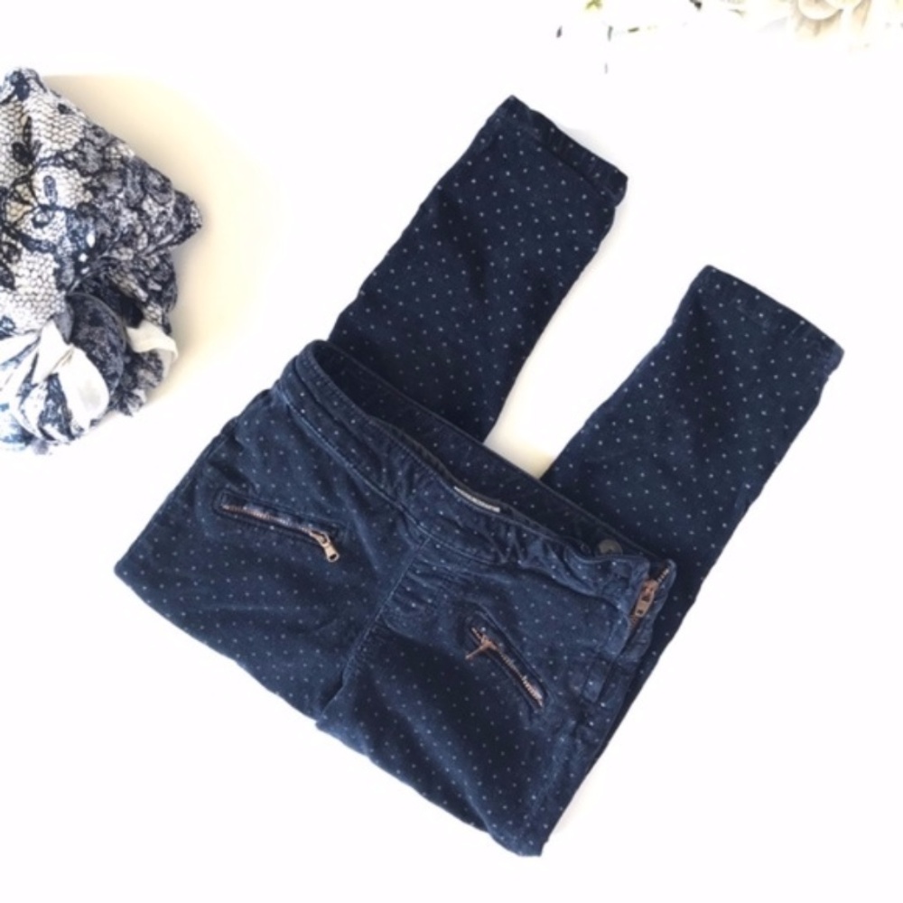 Zara Kids Blue Corduroy Polka dot Pants