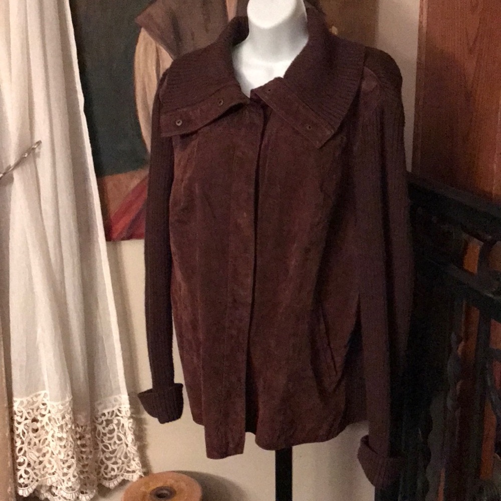 Bagatelle sweater suede leather coat 2X brown