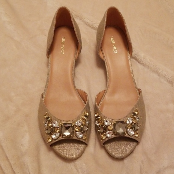 Nine West Shoes - NINE WEST Peep Toe Glam Holiday Wedge 11 Bling