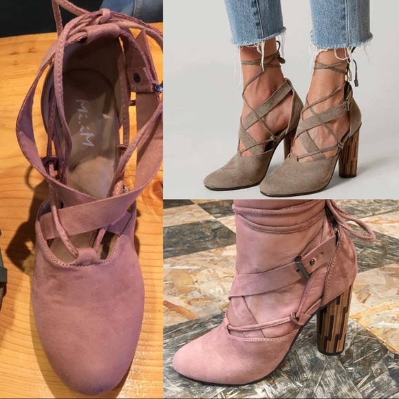 Pandora Retro Wrap Tie Cylindrical Heel in Blush - Picture 5 of 5