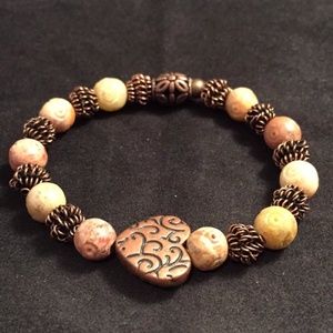 Neutral Color Stones with Copper Heart & accents 7