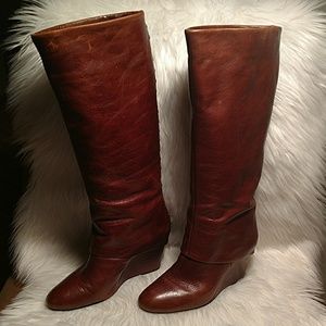 Steven wedge real leather boots
