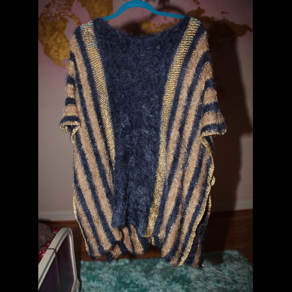 Pretty Blue and Gold Poncho