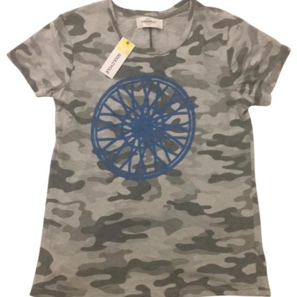 New w/tags SoulCycle Wheel Boy Tee Light gray camo