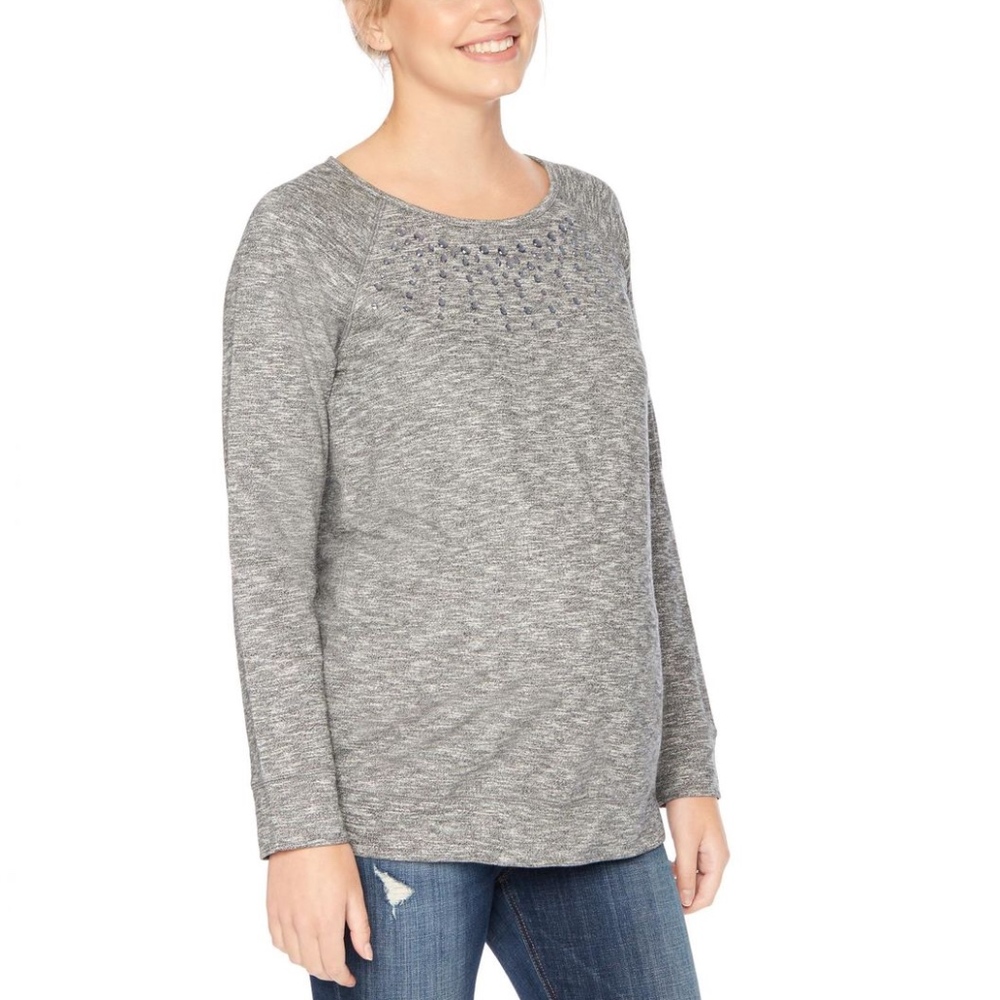 MATERNITY grey jeweled sweatshirt