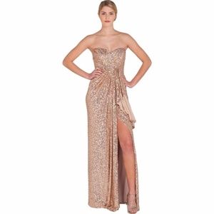 PURPLE Badgley Mishka Strapless Split Sequin NEW!