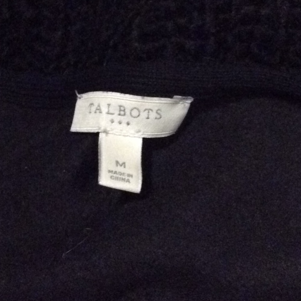 Talbots Black waterfall front sweater