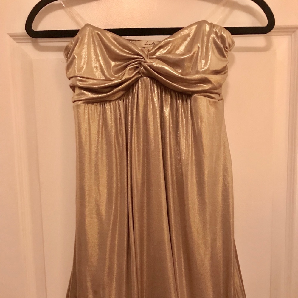 Gold Forever 21 Strapless Dress Size M