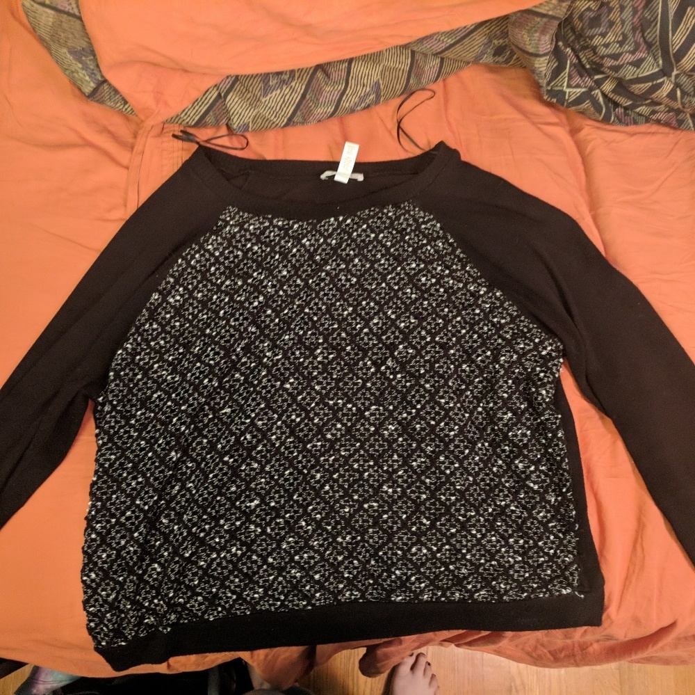 Cropped Black and White Sweater