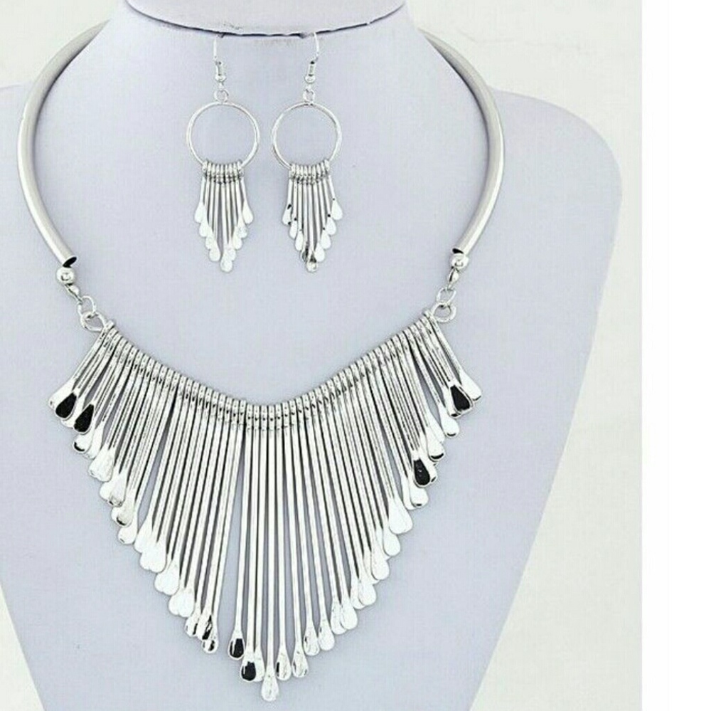 Gorgeous  Silver necklace Earring Set!