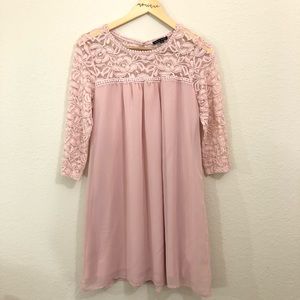 AS U WISH Blush Pink Lace Dress