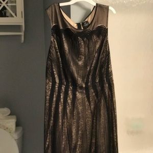 Gently worn Black dress with nude lining w/ belt