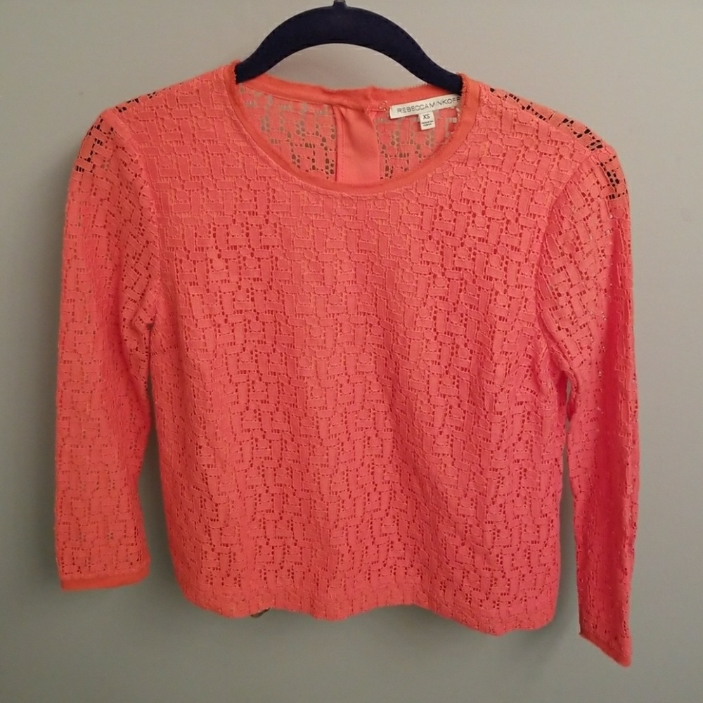 Rebecca Minkoff Luann Long Sleeve Lace Top - Picture 1 of 8