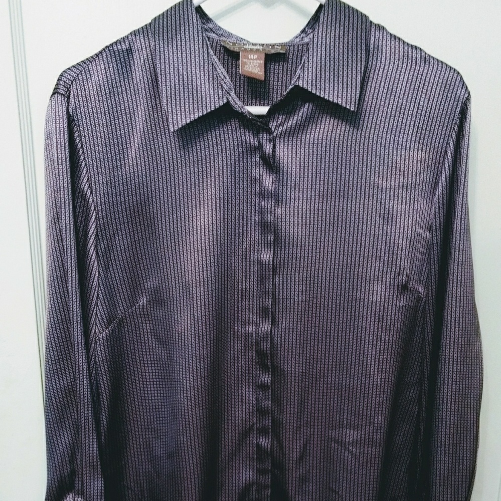 McNaughton Petite LS Button Up Blouse