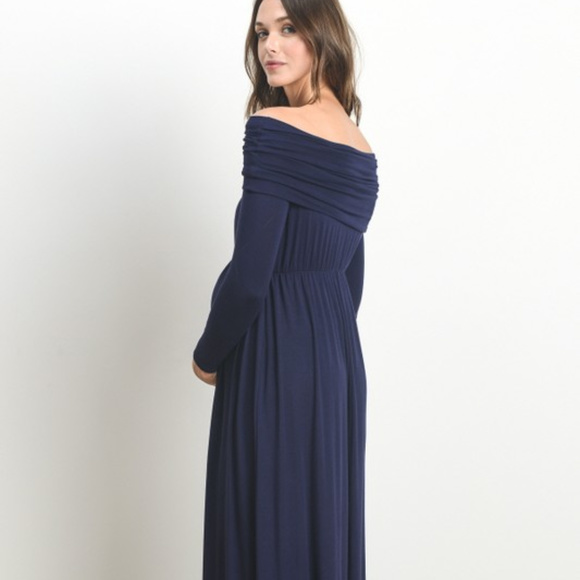 🌺1 LEFT🌺 Off Shoulder Maxi Maternity Dress - Picture 3 of 4