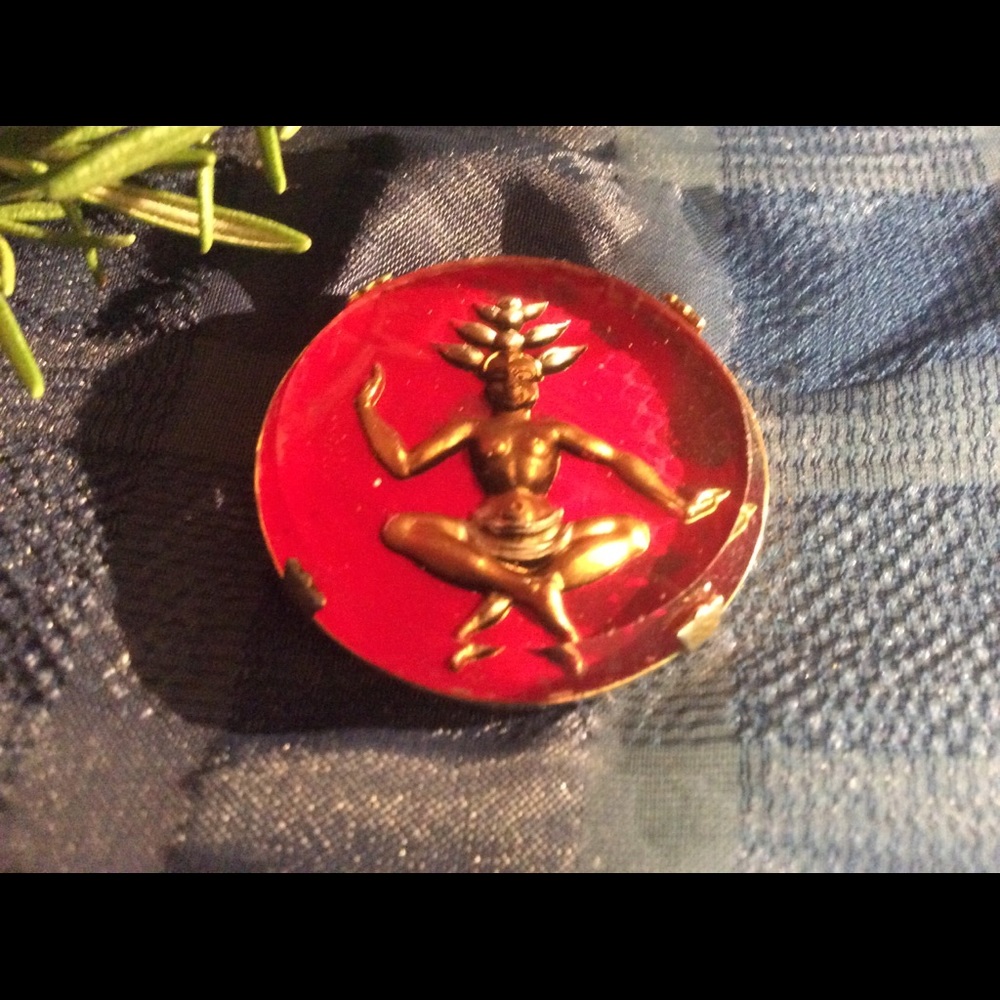 Vintage Jewel Goddess Hindu Lucite Metal Finding