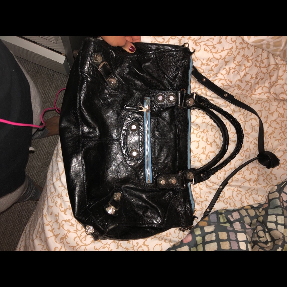 Balanciaga jumbo black bag with custom made strap