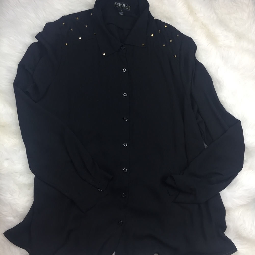 F21 studded black plus size top size 2x