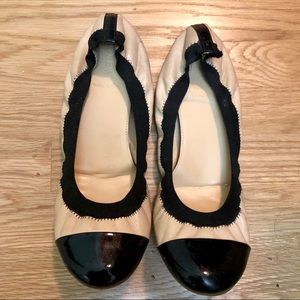 J.Crew "Mila" Cap Toe Leather Ballet Flats