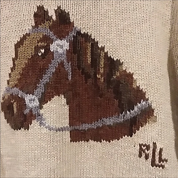 RARE RL Equestrian Sweater Hand Knit - Picture 2 of 2