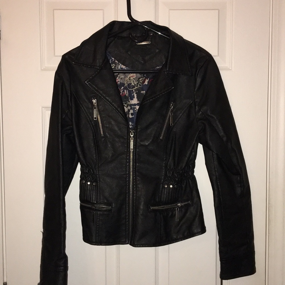 Faux black leather jacket