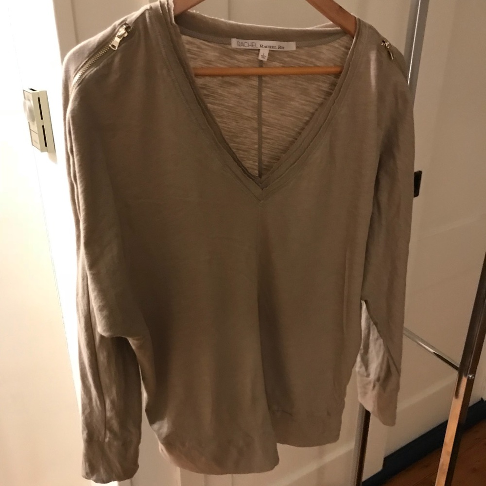 Rachel Roy top with gold accent zippers