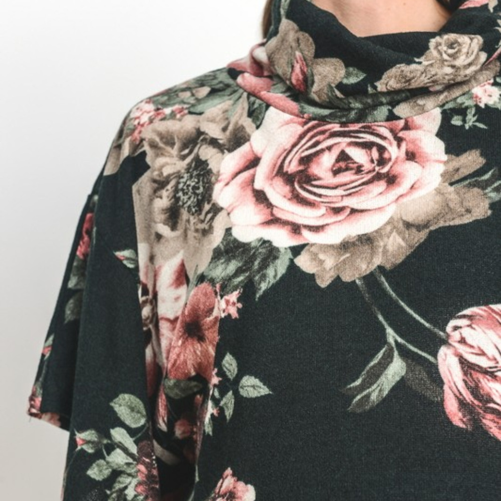 *ONE LEFT* Floral Turtleneck Knit Maternity Cape - Picture 5 of 5
