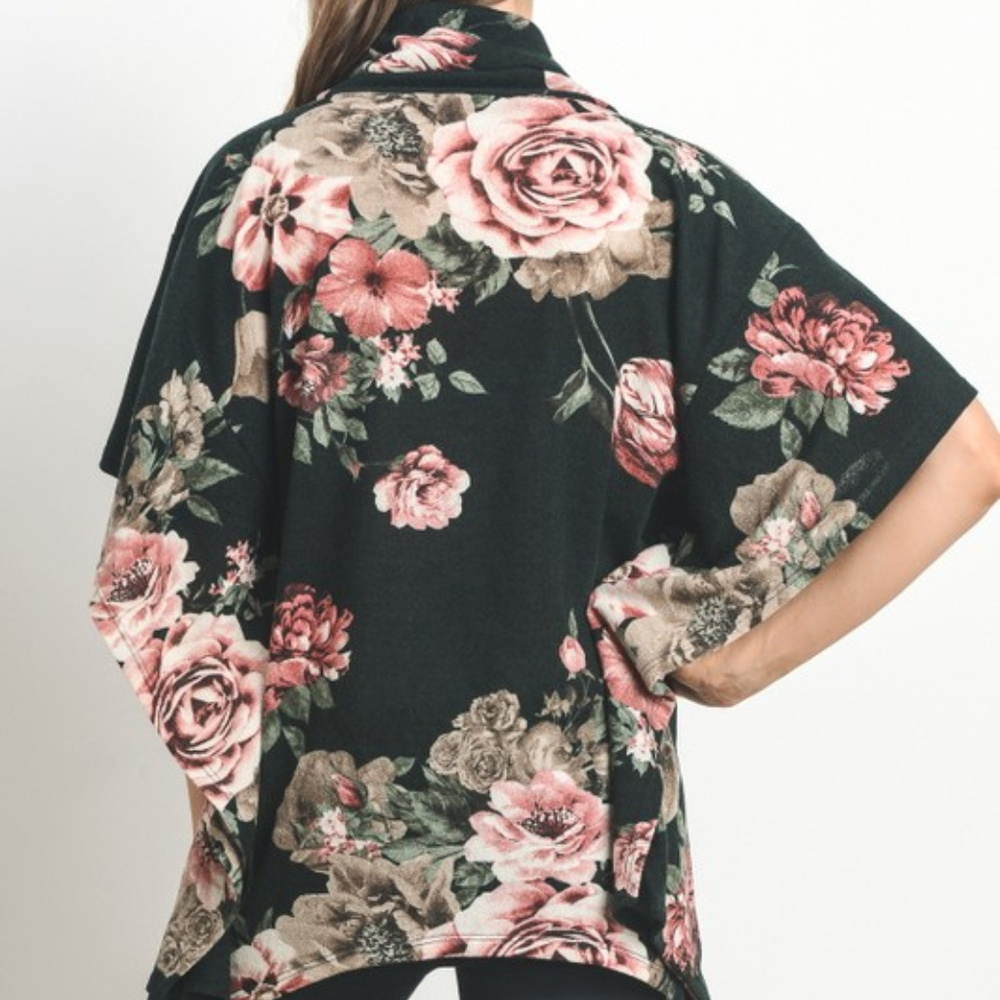 *ONE LEFT* Floral Turtleneck Knit Maternity Cape - Picture 4 of 5