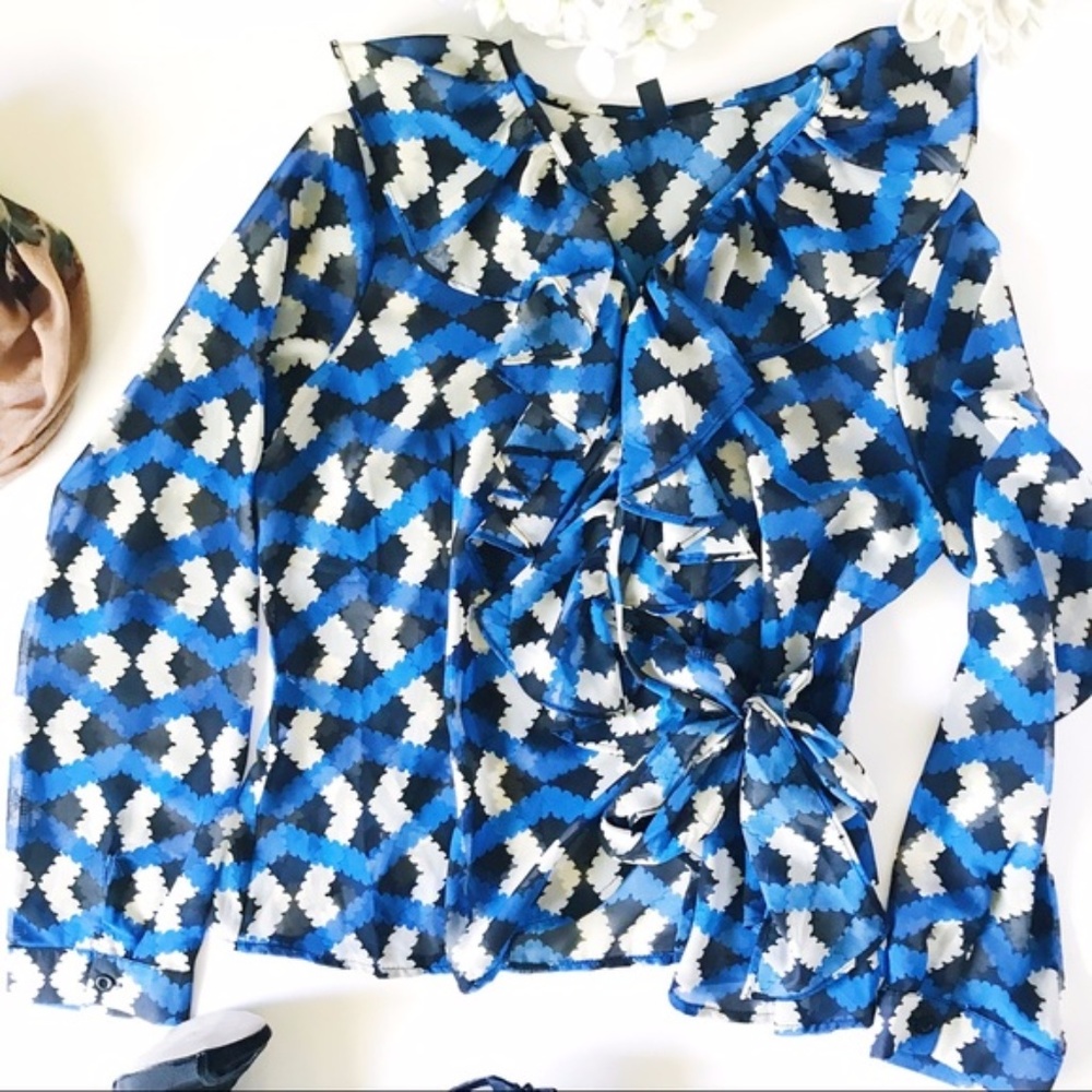 Lapis Long Sleeve Sheer Wrap Shirt