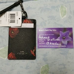 NWT Coach halftone floral lanyard in black & red