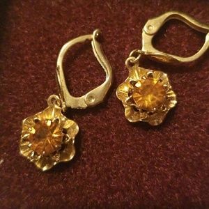 Fancy yellow gem stone earrings