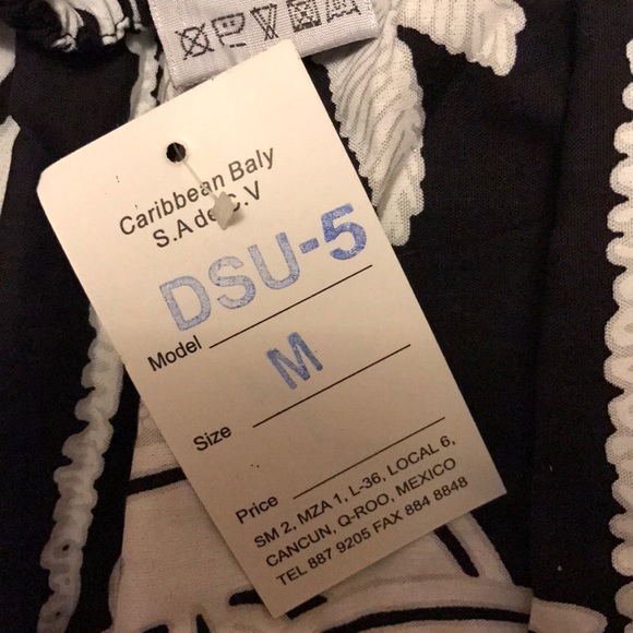 Tropical Black and White Halter Dress NWT - Picture 3 of 3