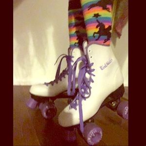 White and Purple Rink Master Roller Skates