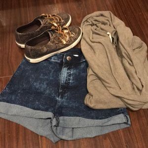 High waisted denim shorts