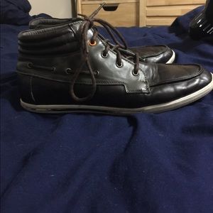 Brown high-top leather sneaker