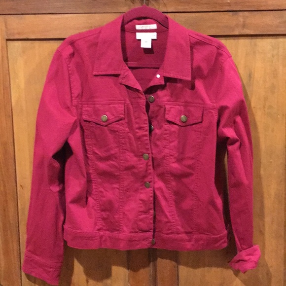 raspberry denim jacket