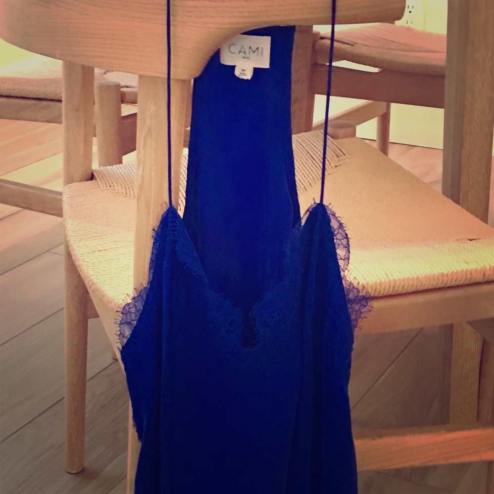 Royal blue charmeuse camisole top