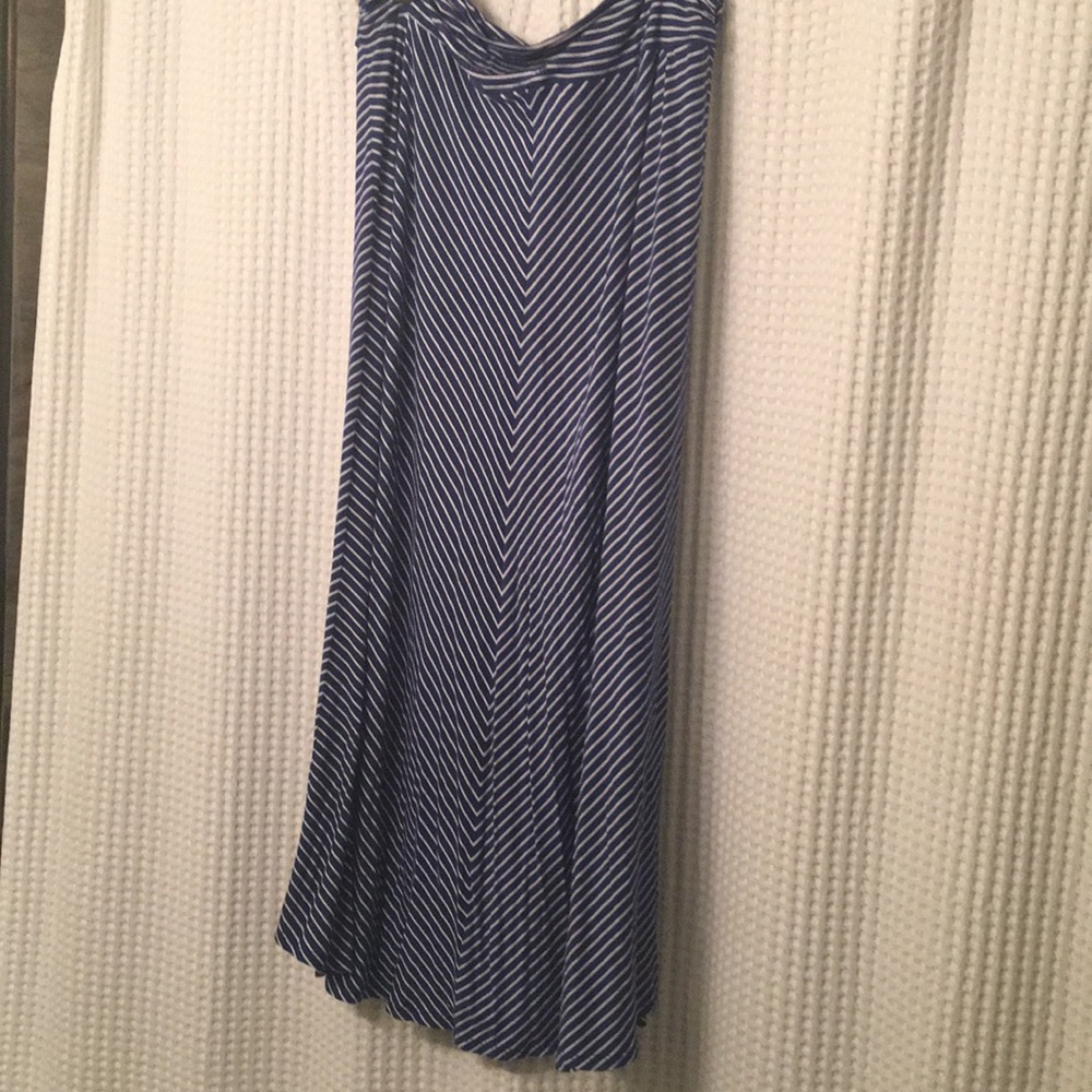 Long Blue & White Maxi Skirt
