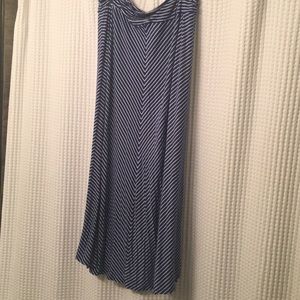 Long Blue & White Maxi Skirt